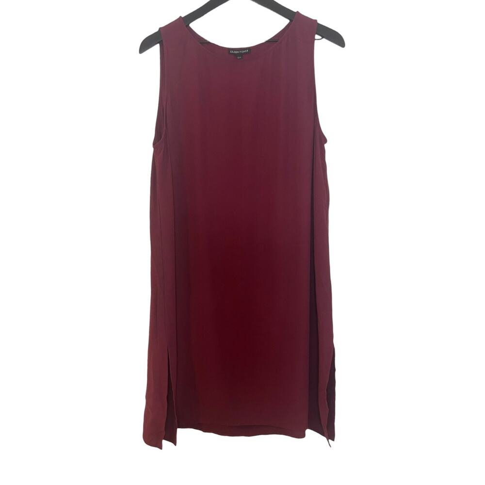 Eileen Fisher Washable Silk Shift Dress Red Large